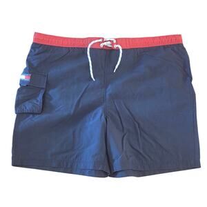 Stylish Tommy Hilfiger Large Navy Blue & Red Swim Trunks